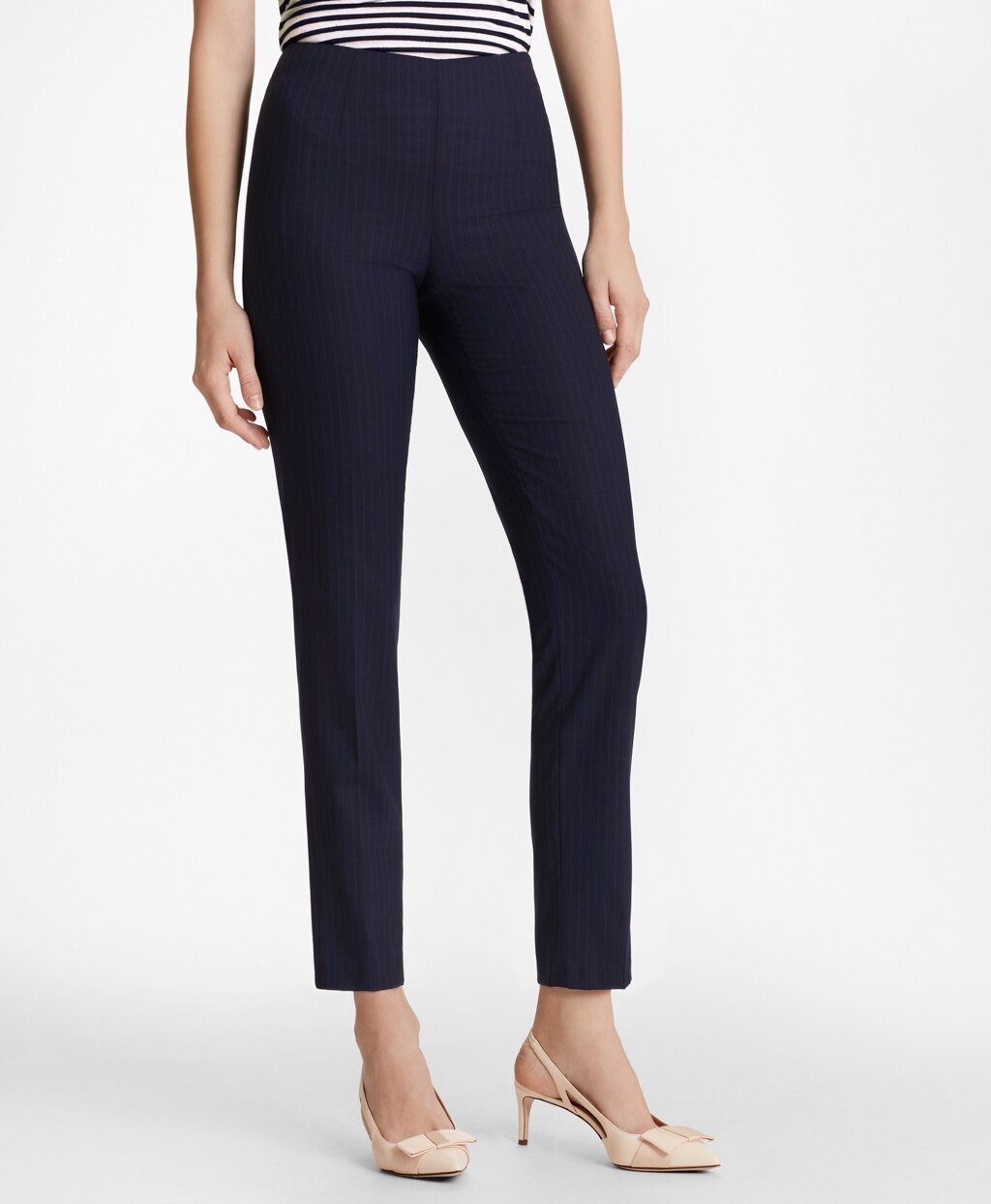 Brooks Brothers Women Pinstripe BrooksCool® Merino Wool Ankle Pants