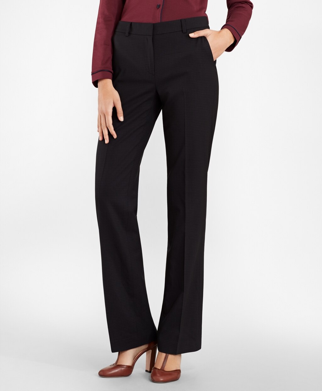 Brooks Brothers Women Checked BrooksCool® Merino Wool Pants