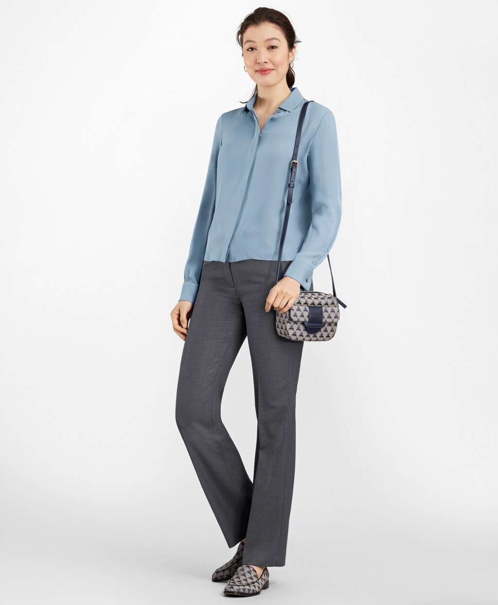 Brooks Brothers Women Bird's-Eye Stretch-Wool Pants