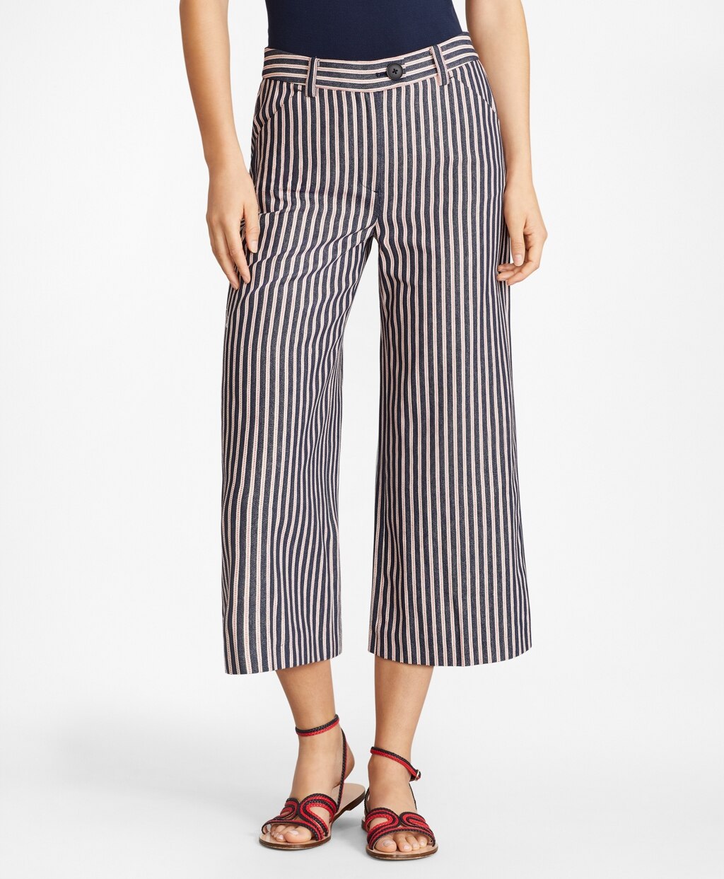 Brooks Brothers Women Striped Cotton Dobby Culottes