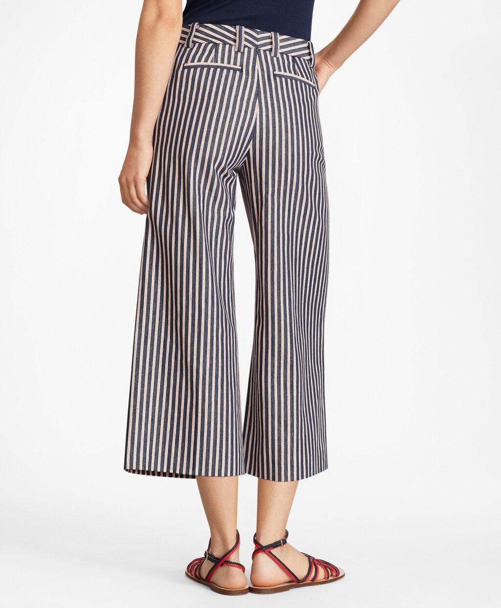 Brooks Brothers Women Striped Cotton Dobby Culottes