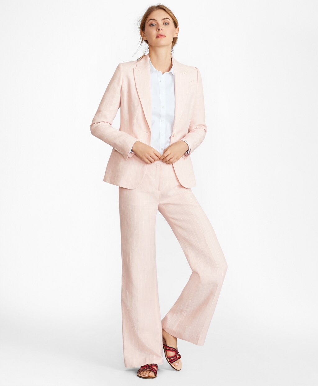 Brooks Brothers Women Pinstriped Linen Pants