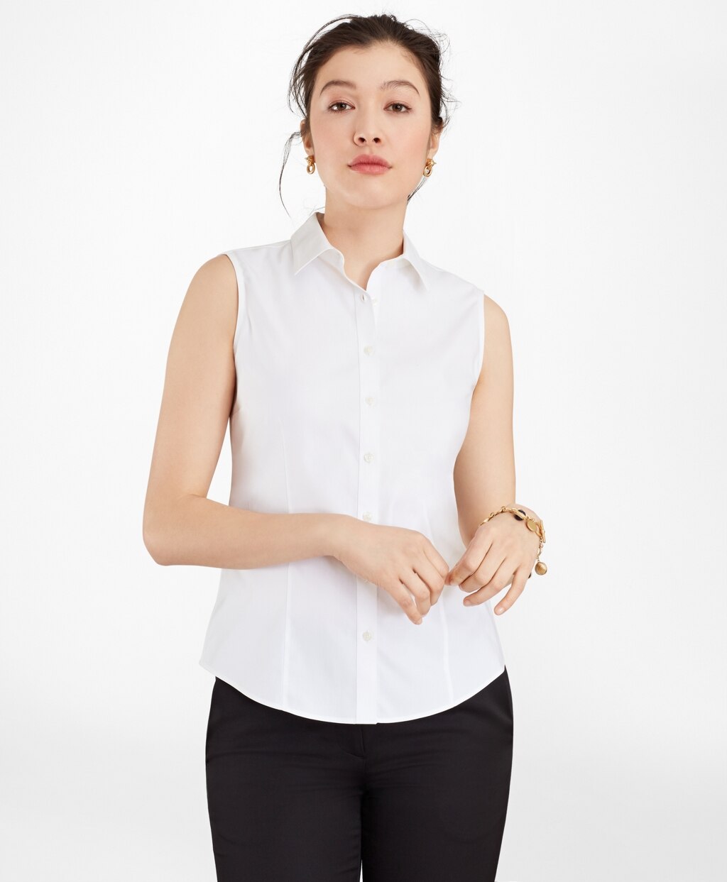 Brooks Brothers Women Non-Iron Fitted Sleeveless Dress Shirt