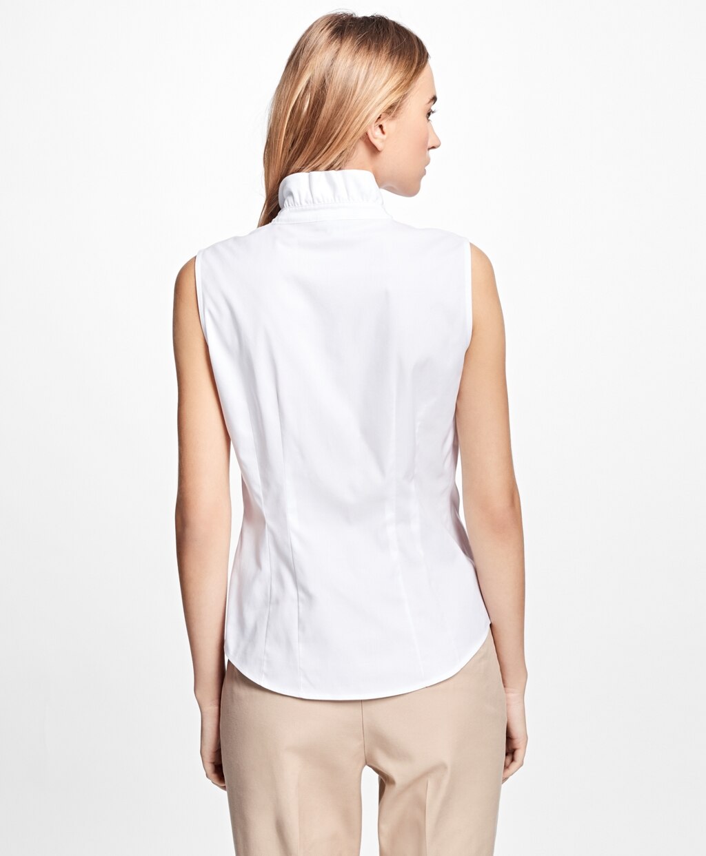 Brooks Brothers Women Non-Iron Sleeveless Ruffled Blouse