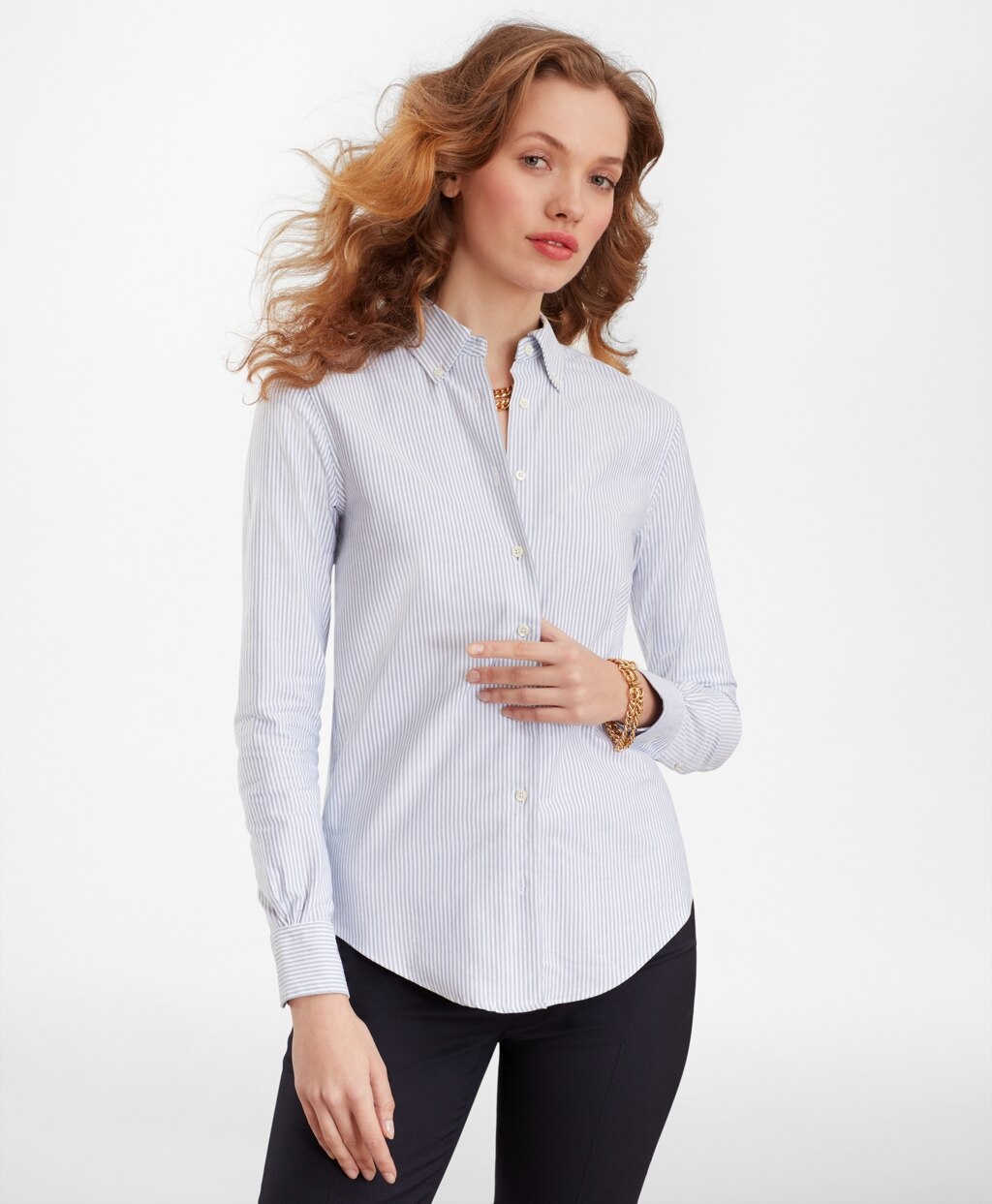 Brooks Brothers Women Classic-Fit Supima® Cotton Oxford Stripe Button-Down Shirt