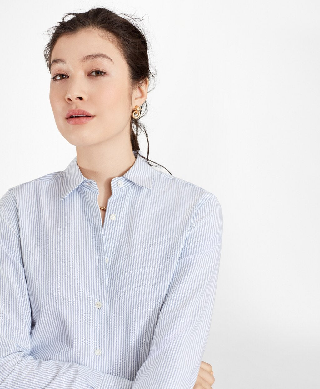 Brooks Brothers Women Classic-Fit Supima® Cotton Oxford Stripe Forward-Point Shirt