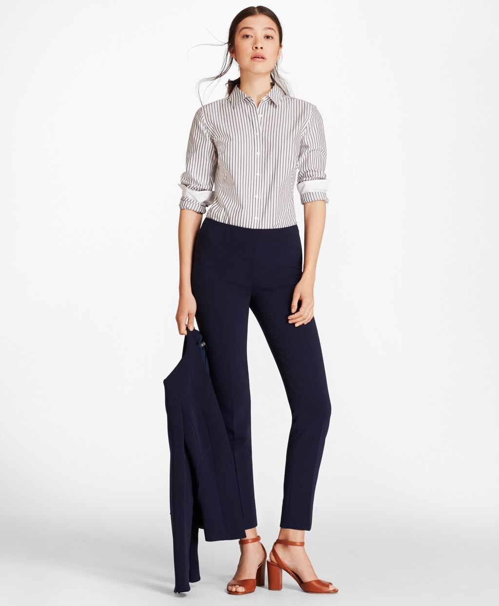 Brooks Brothers Women Striped Cotton Dobby Fitted Shirt
