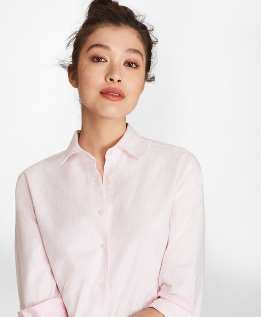 Brooks Brothers Women Classic-Fit Supima® Cotton Oxford Stripe Forward-Point Shirt