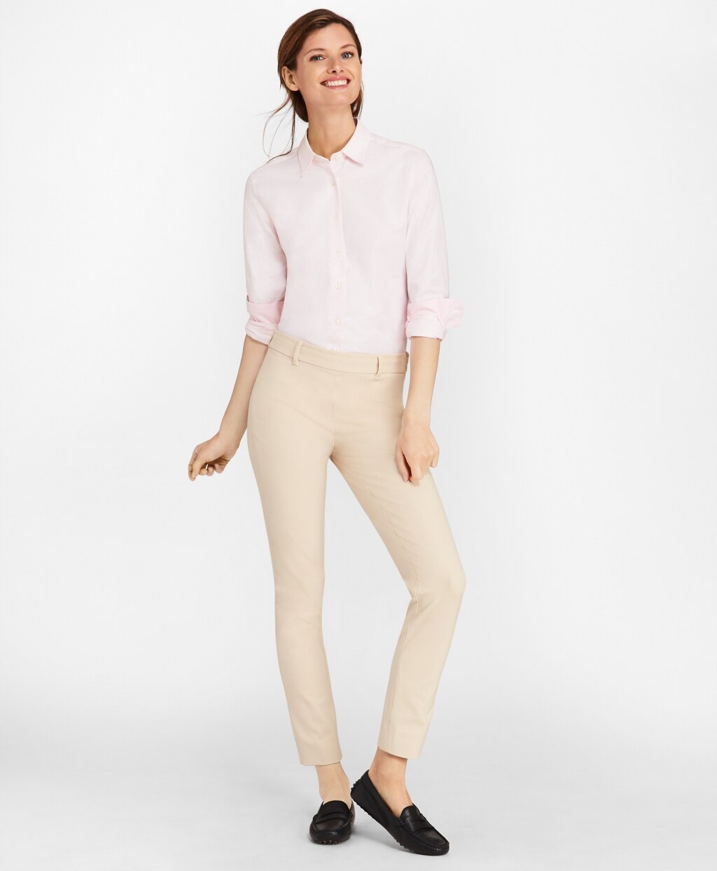 Brooks Brothers Women Classic-Fit Supima® Cotton Oxford Stripe Forward-Point Shirt