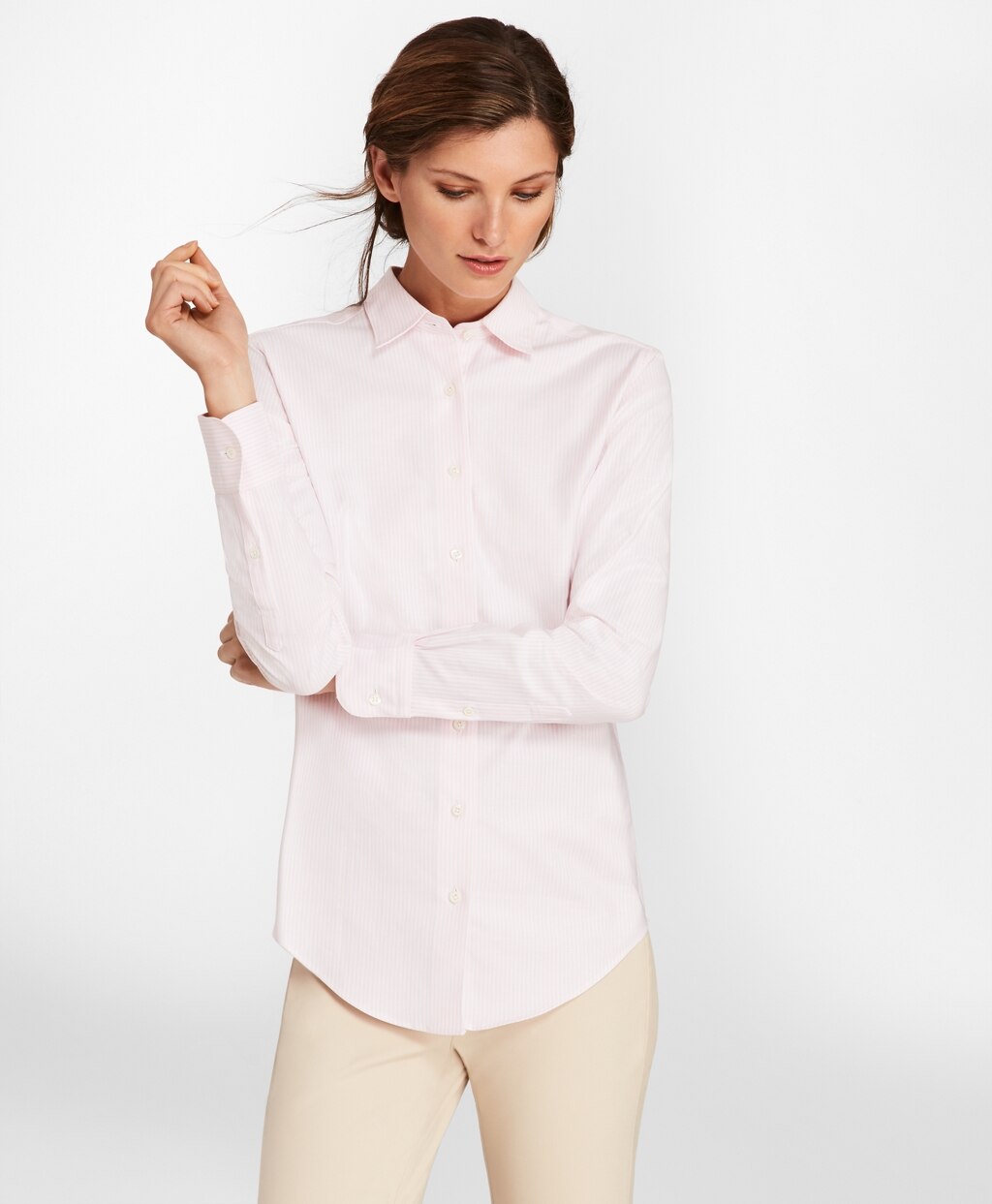 Brooks Brothers Women Classic-Fit Supima® Cotton Oxford Stripe Forward-Point Shirt
