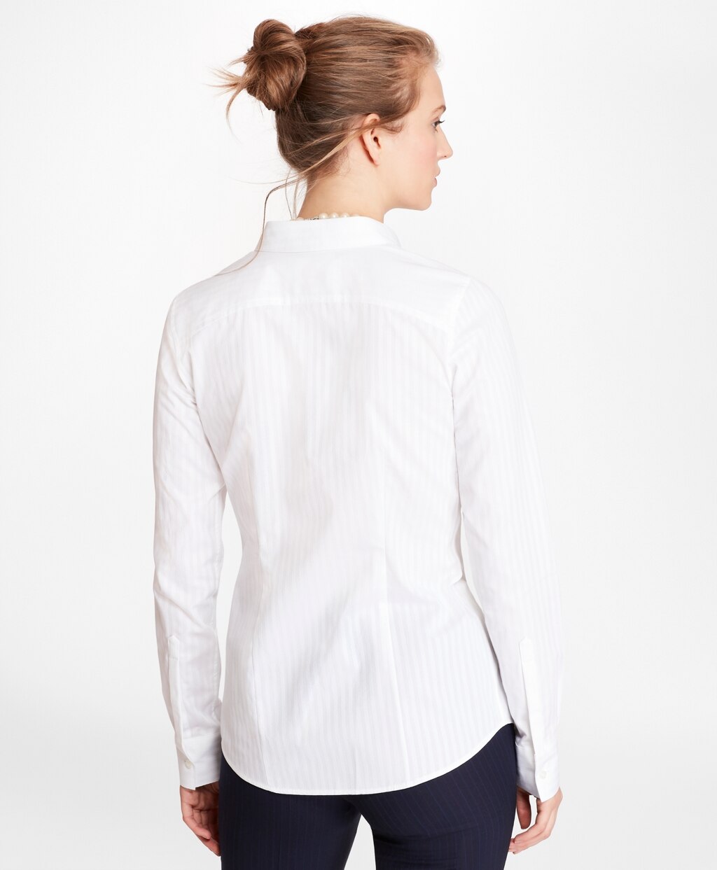 Brooks Brothers Women Tailored-Fit Diamond-Stripe Dobby Cotton Shirt