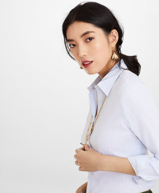 Brooks Brothers Women Classic-Fit Striped Cotton Dobby Luxury Shirt
