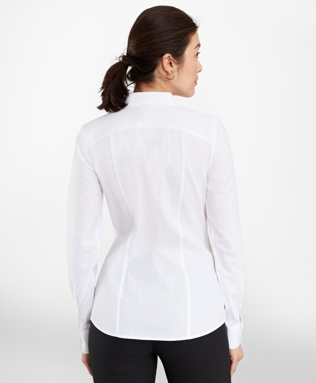 Brooks Brothers Women Tailored-Fit Non-Iron Dobby-Stripe Cotton Tuxedo Shirt