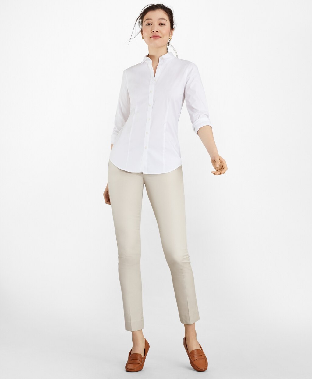 Brooks Brothers Women Tailored-Fit Performance Non-Iron COOLMAX® Twill Shirt