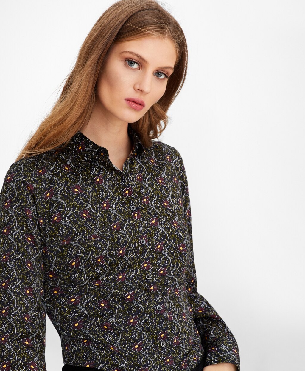 Brooks Brothers Women Violet-Print Cotton Sateen Fitted Shirt