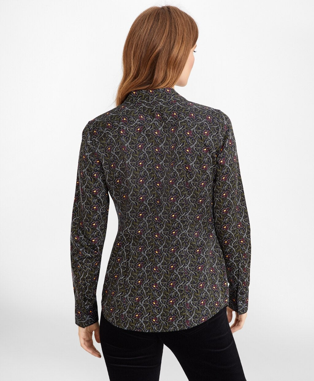 Brooks Brothers Women Violet-Print Cotton Sateen Fitted Shirt