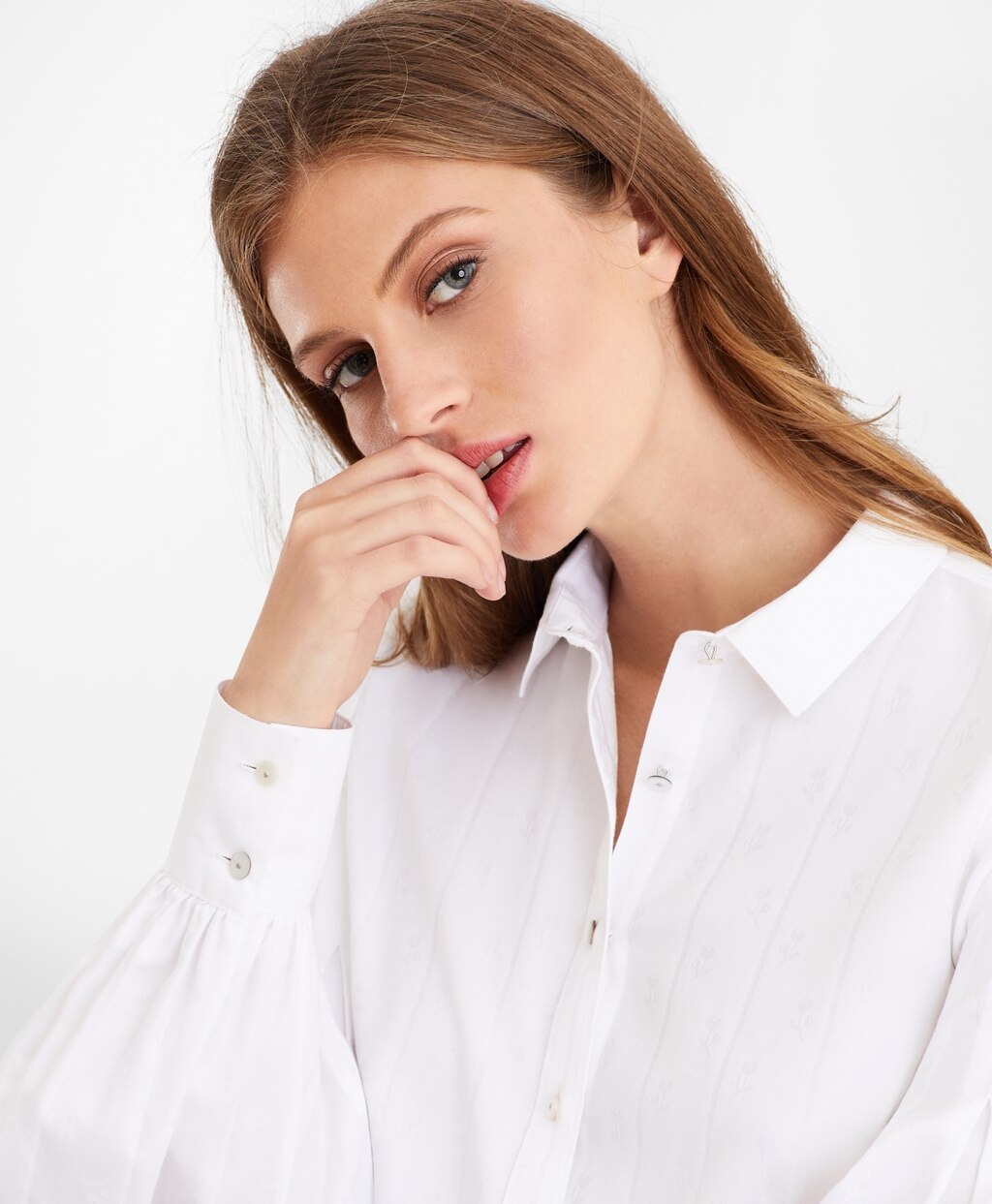 Brooks Brothers Women Non-Iron Tailored-Fit Supima® Cotton Floral Jacquard Blouse