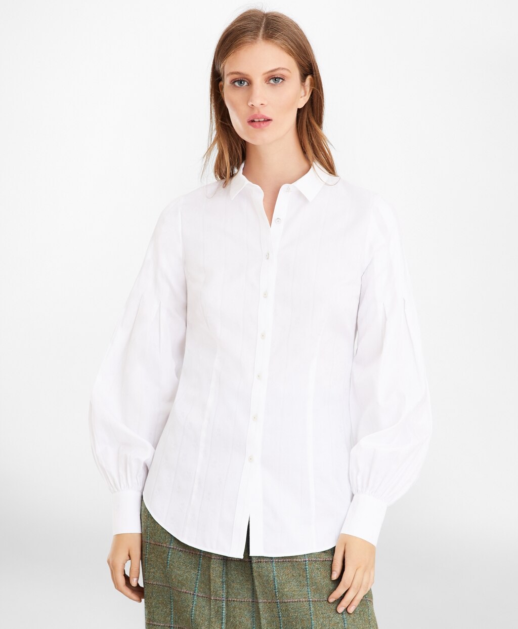 Brooks Brothers Women Non-Iron Tailored-Fit Supima® Cotton Floral Jacquard Blouse