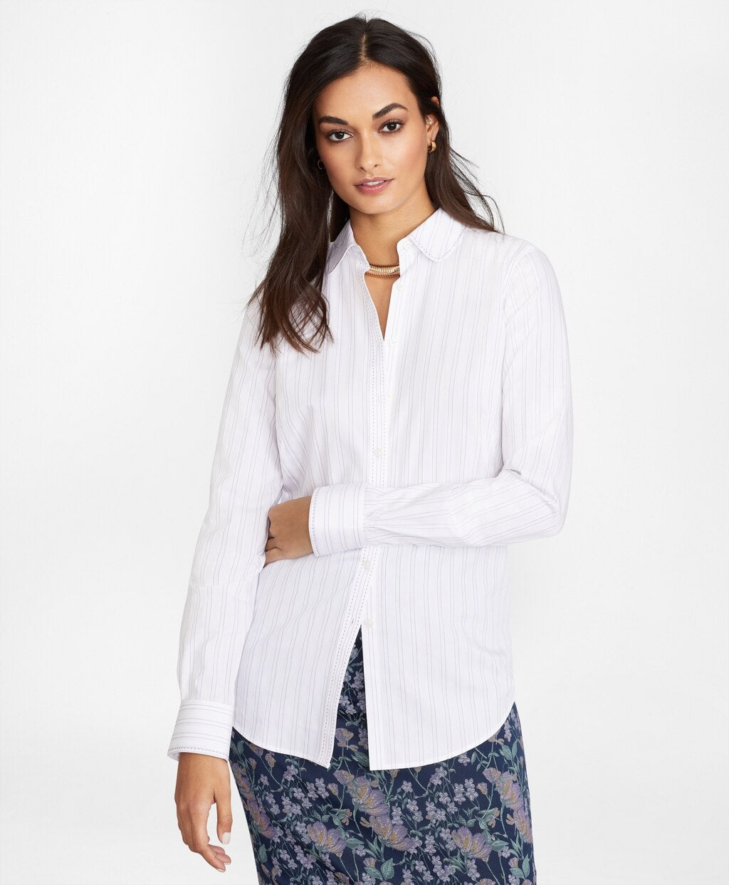 Brooks Brothers Women Non-Iron Striped Supima® Cotton Fitted Shirt