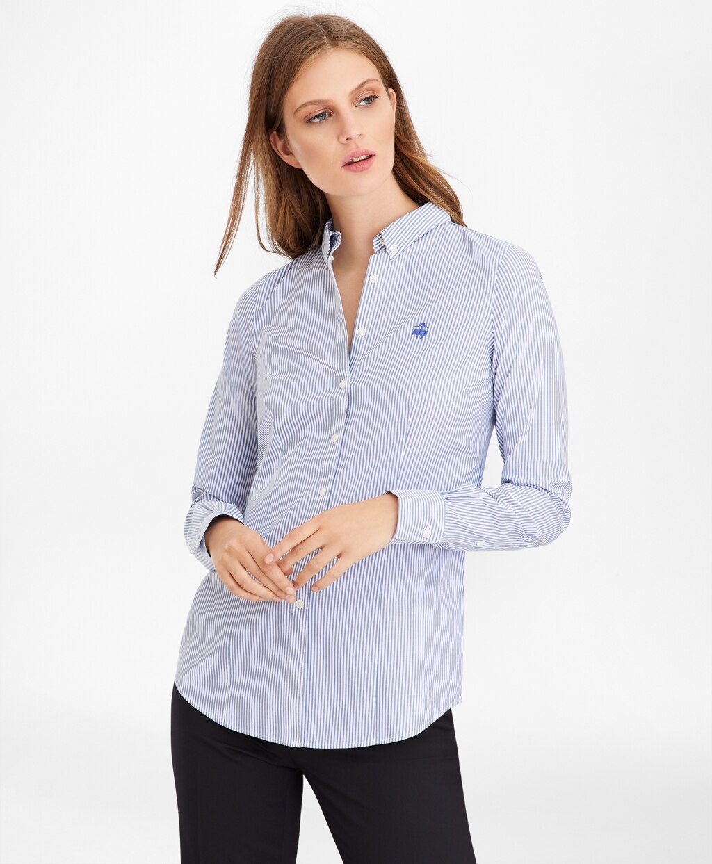 Brooks Brothers Women Non-Iron Tailored-Fit Bengal Stripe Supima® Cotton Pinpoint Oxford Shirt