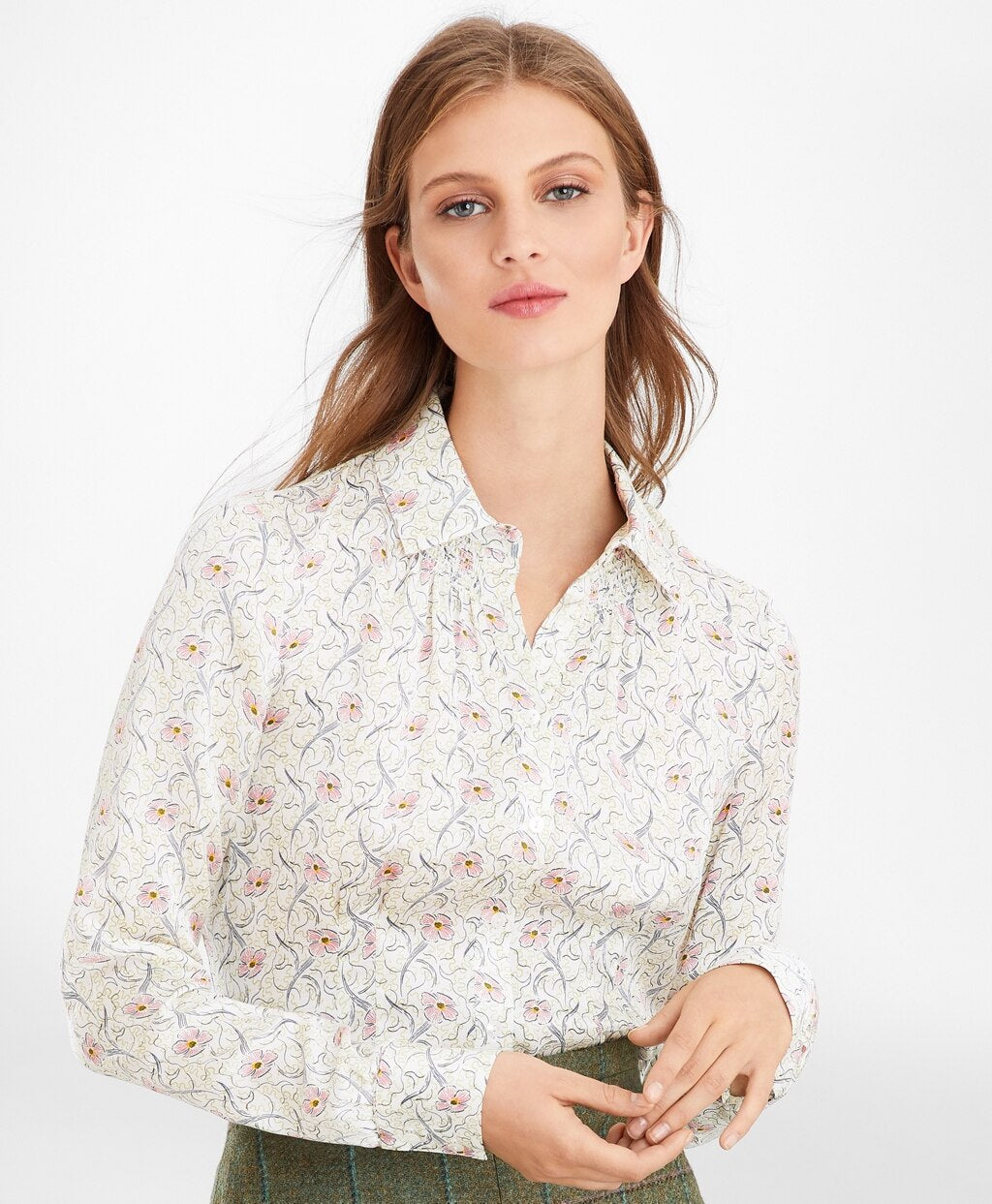 Brooks Brothers Women Floral-Print Silk Satin Blouse