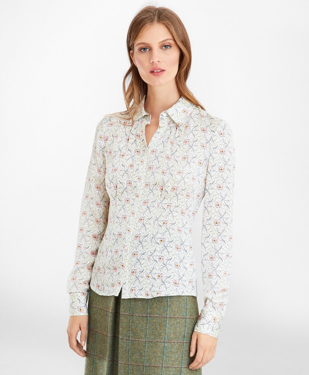 Brooks Brothers Women Floral-Print Silk Satin Blouse