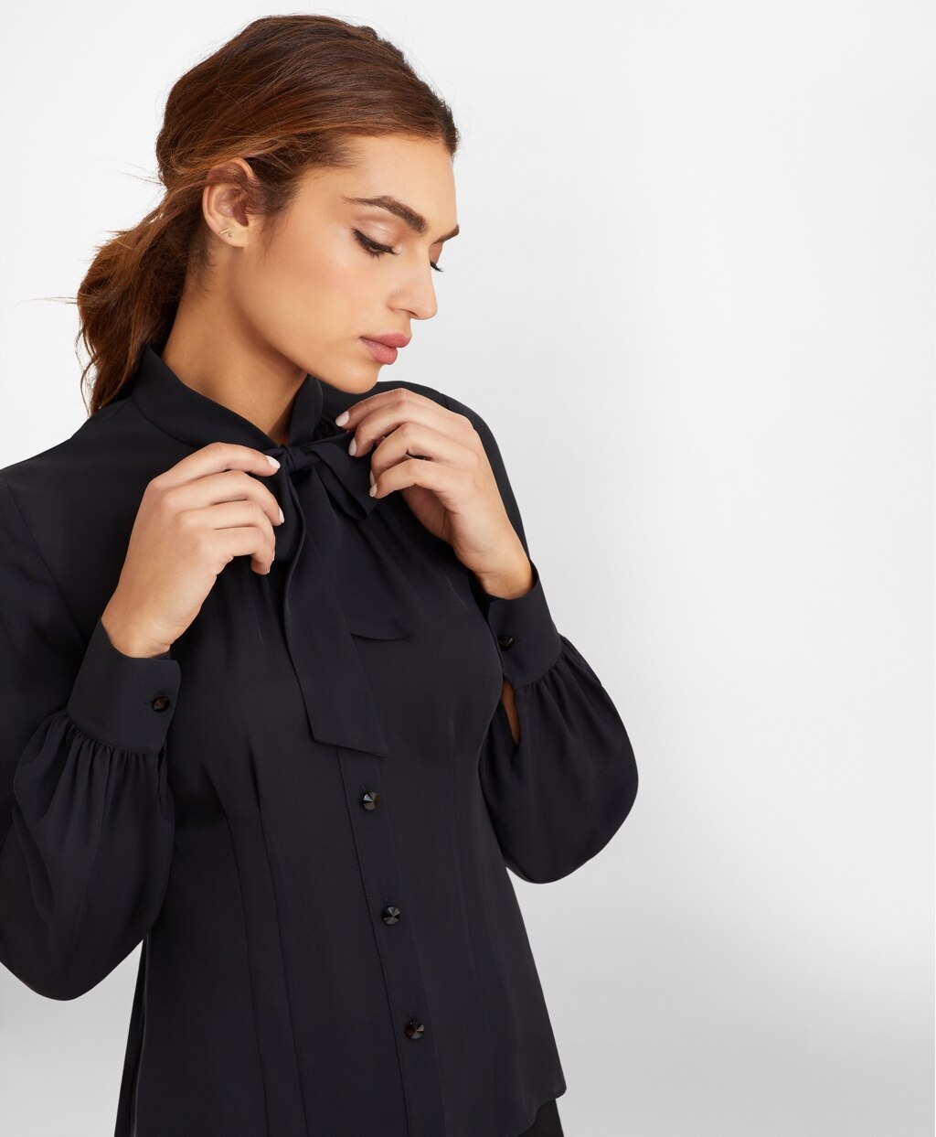 Brooks Brothers Women Bow-Neck Silk Georgette Blouse
