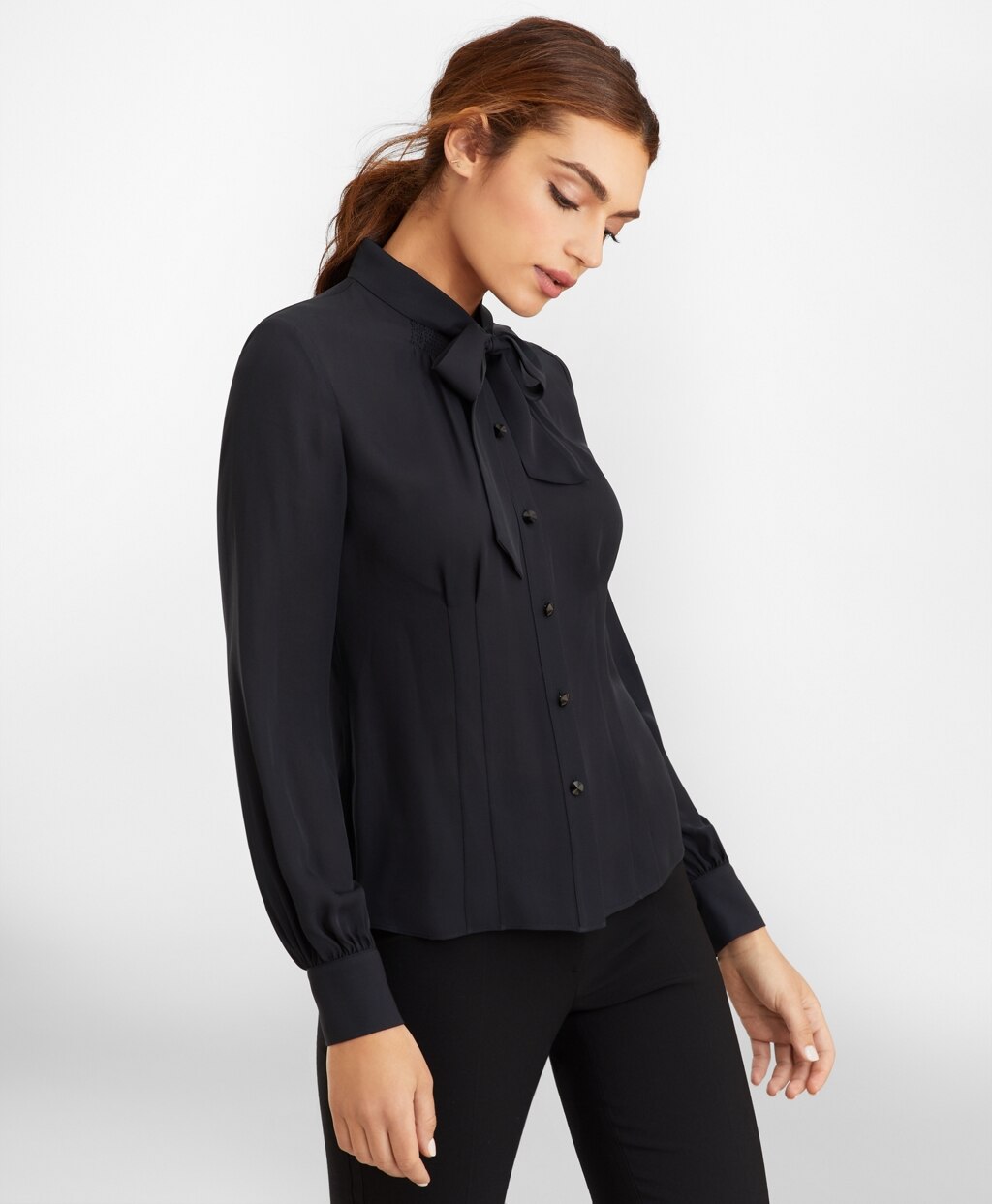 Brooks Brothers Women Bow-Neck Silk Georgette Blouse