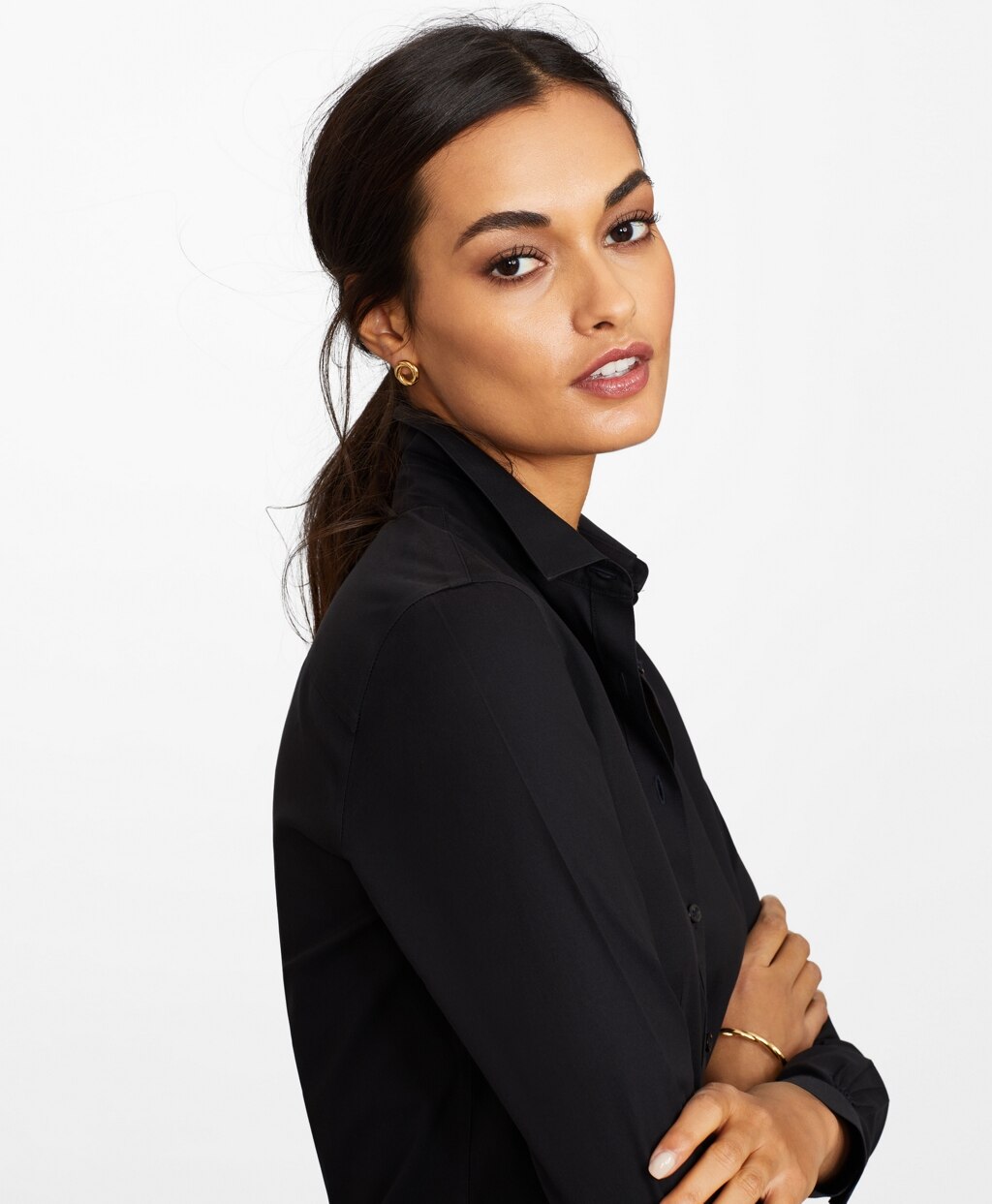 Brooks Brothers Women Non-Iron Tailored-Fit Stretch Supima® Cotton Dress Shirt