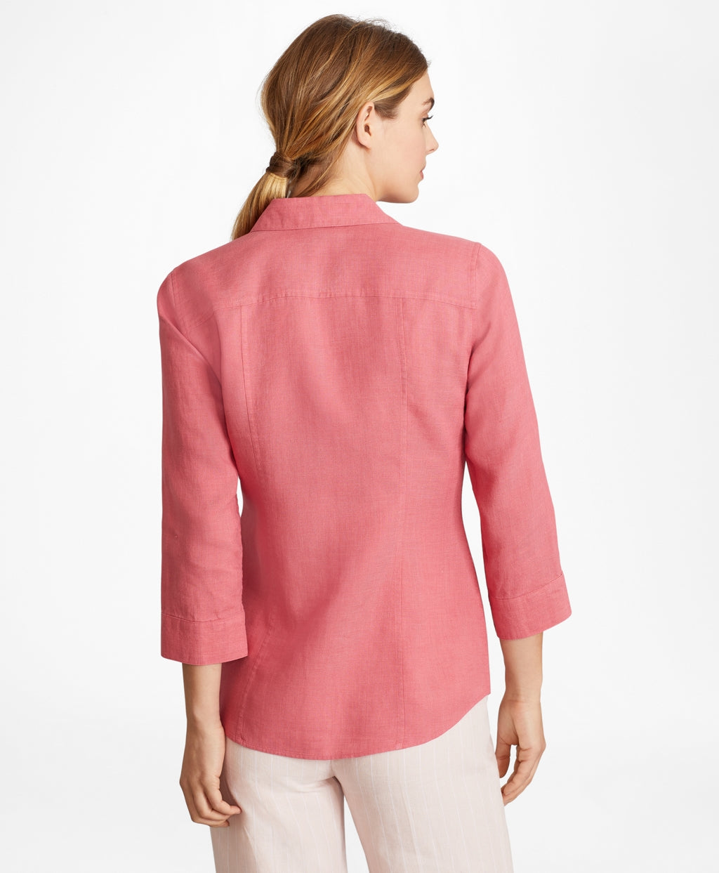 Brooks Brothers Women Linen Three-Quarter Sleeve Shirt
