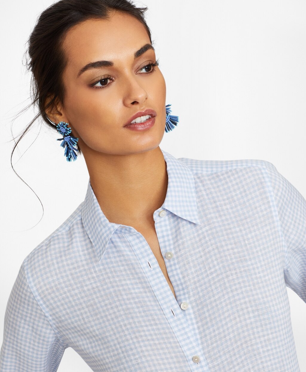 Brooks Brothers Women Gingham Irish Linen Tunic
