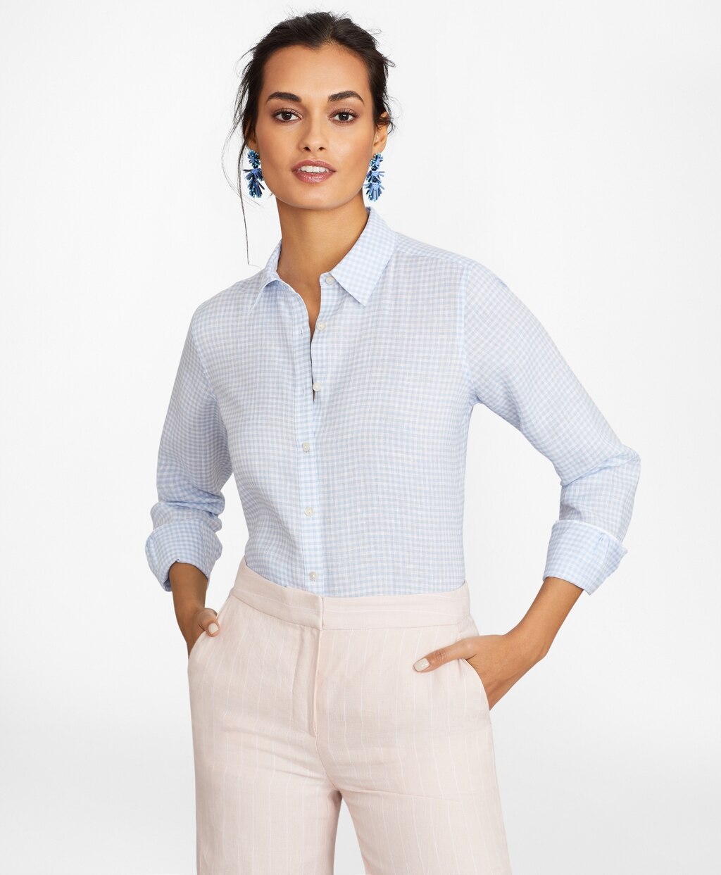 Brooks Brothers Women Gingham Irish Linen Tunic