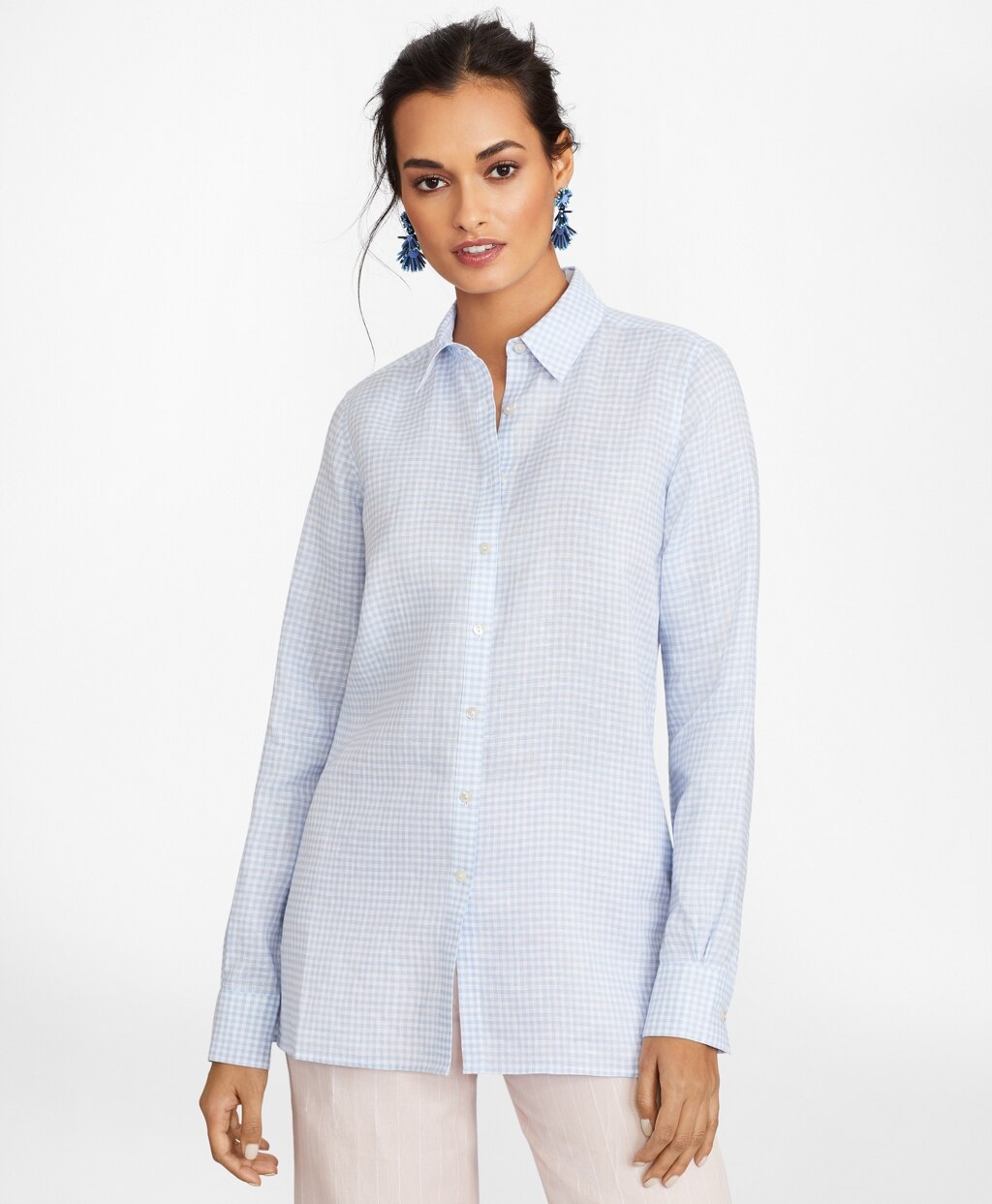 Brooks Brothers Women Gingham Irish Linen Tunic