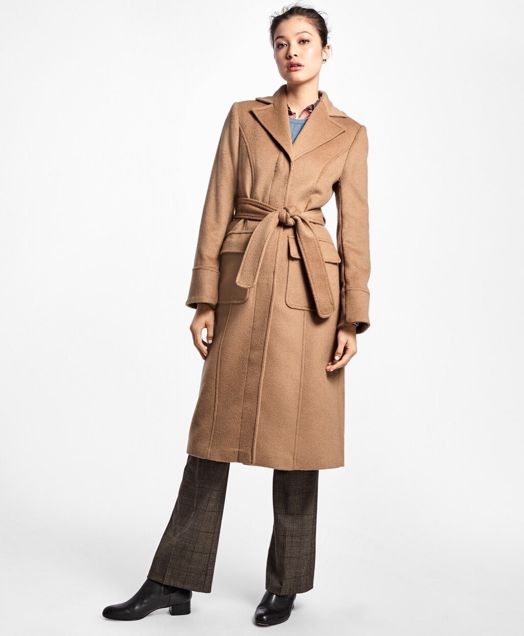Brooks Brothers Women Loro Piana® Single-Breasted Camel Hair Coat