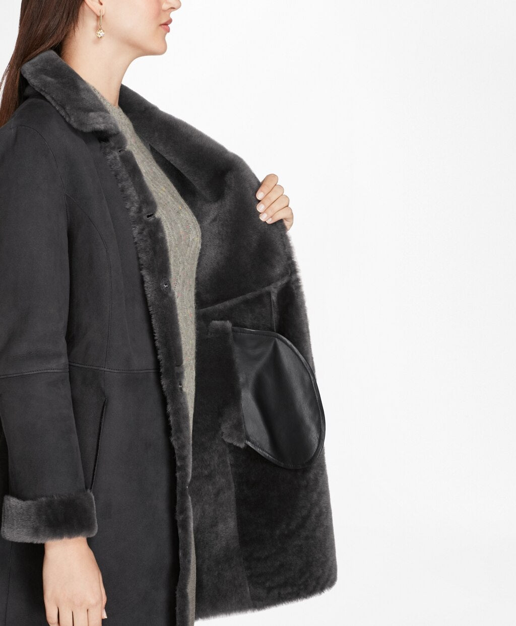 Brooks Brothers Women Shearling Cocoon Coat
