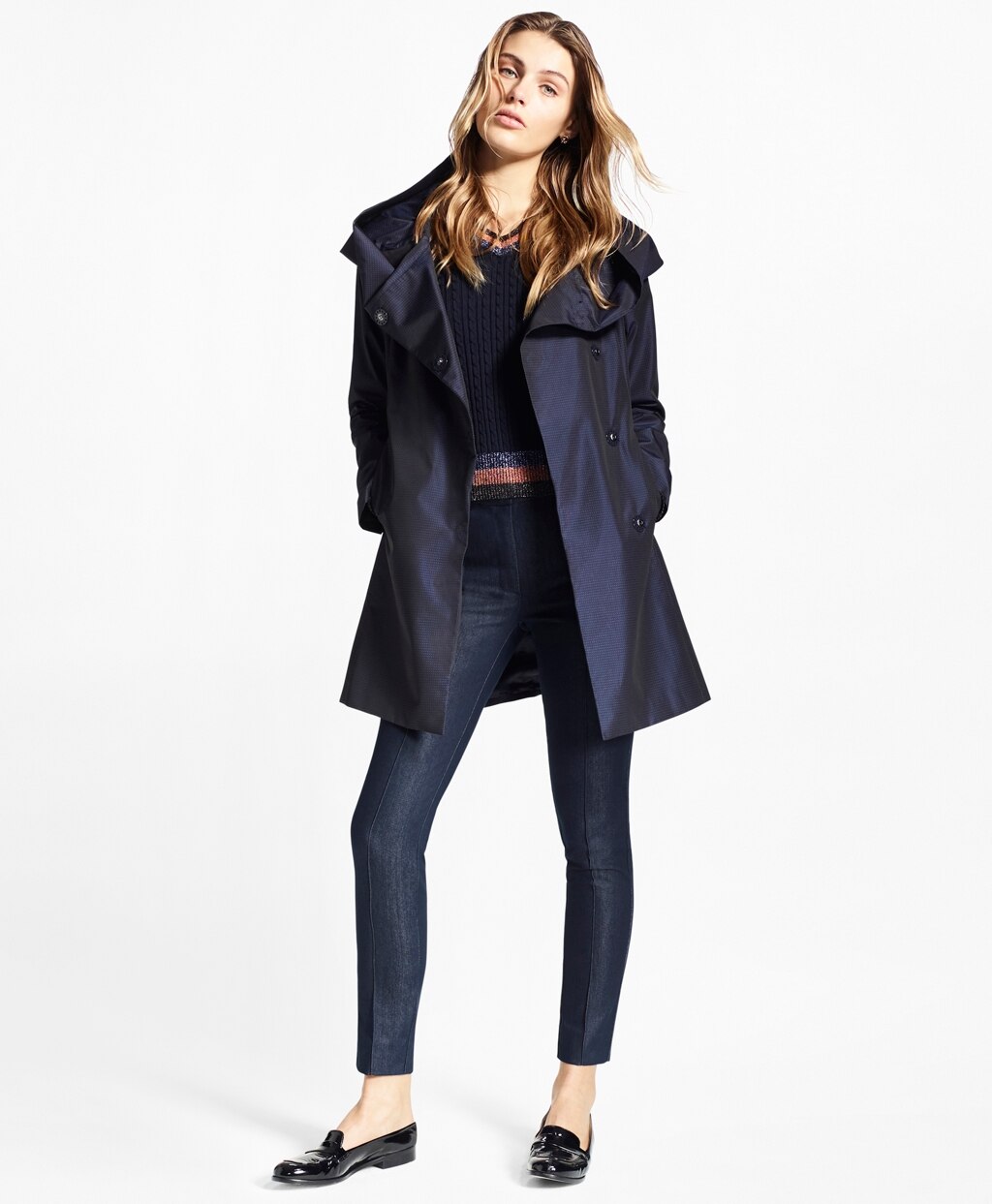 Brooks Brothers Women Water-Repellent Dobby Swing Coat