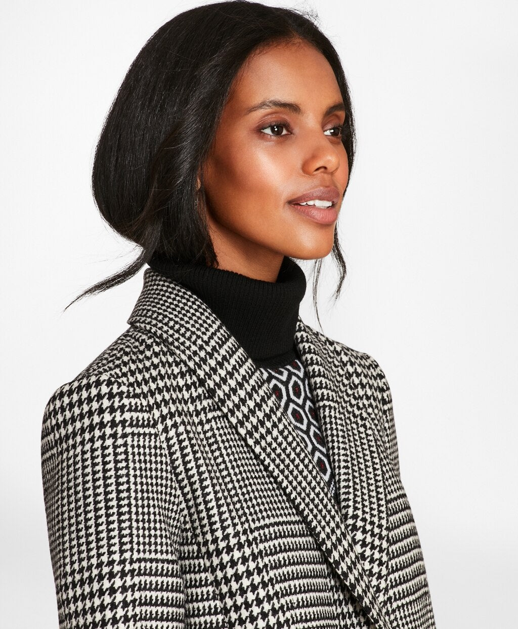Brooks Brothers Women Glen Plaid Wool Cocoon Coat