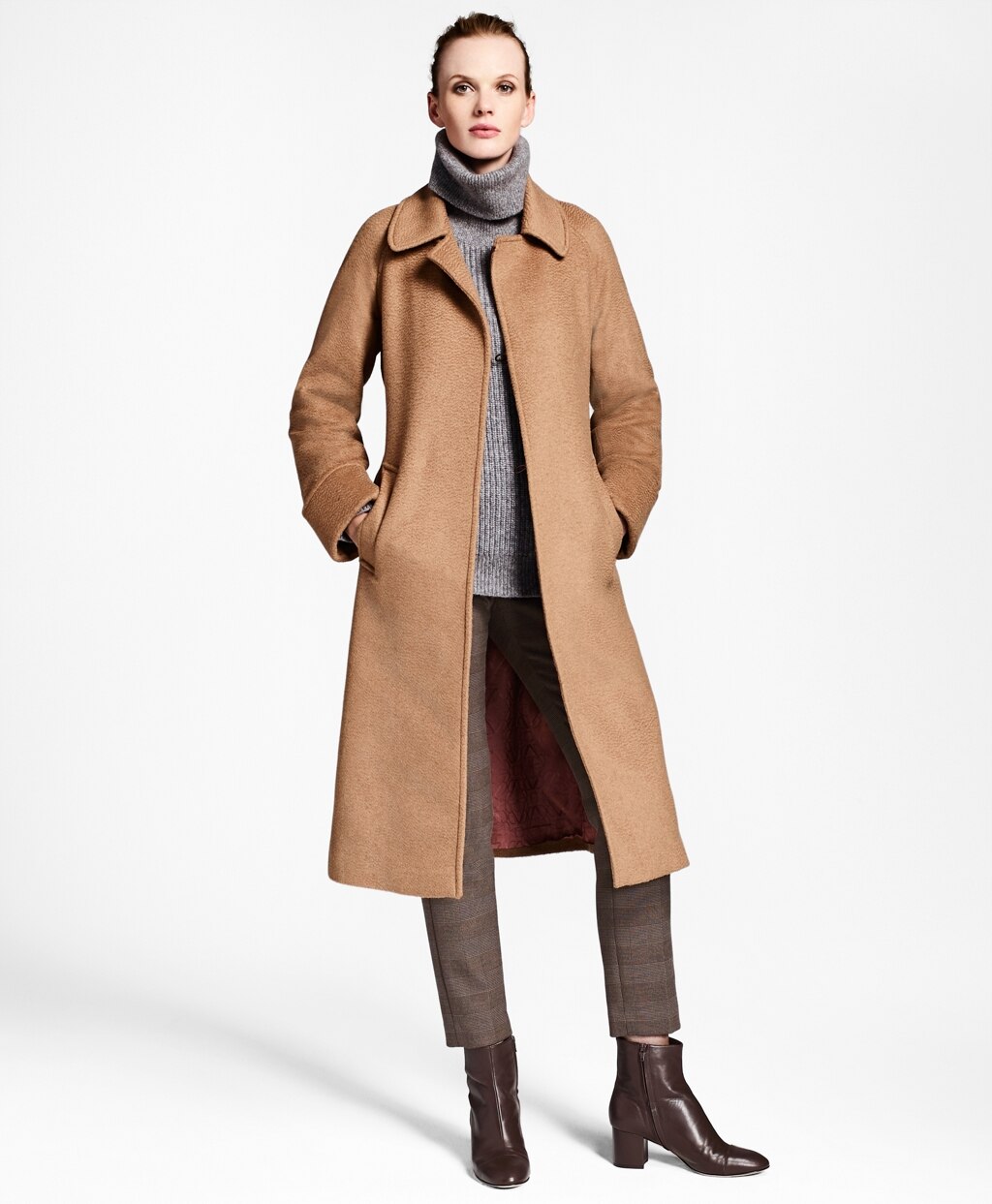 Brooks Brothers Women Camel Hair Wrap Coat