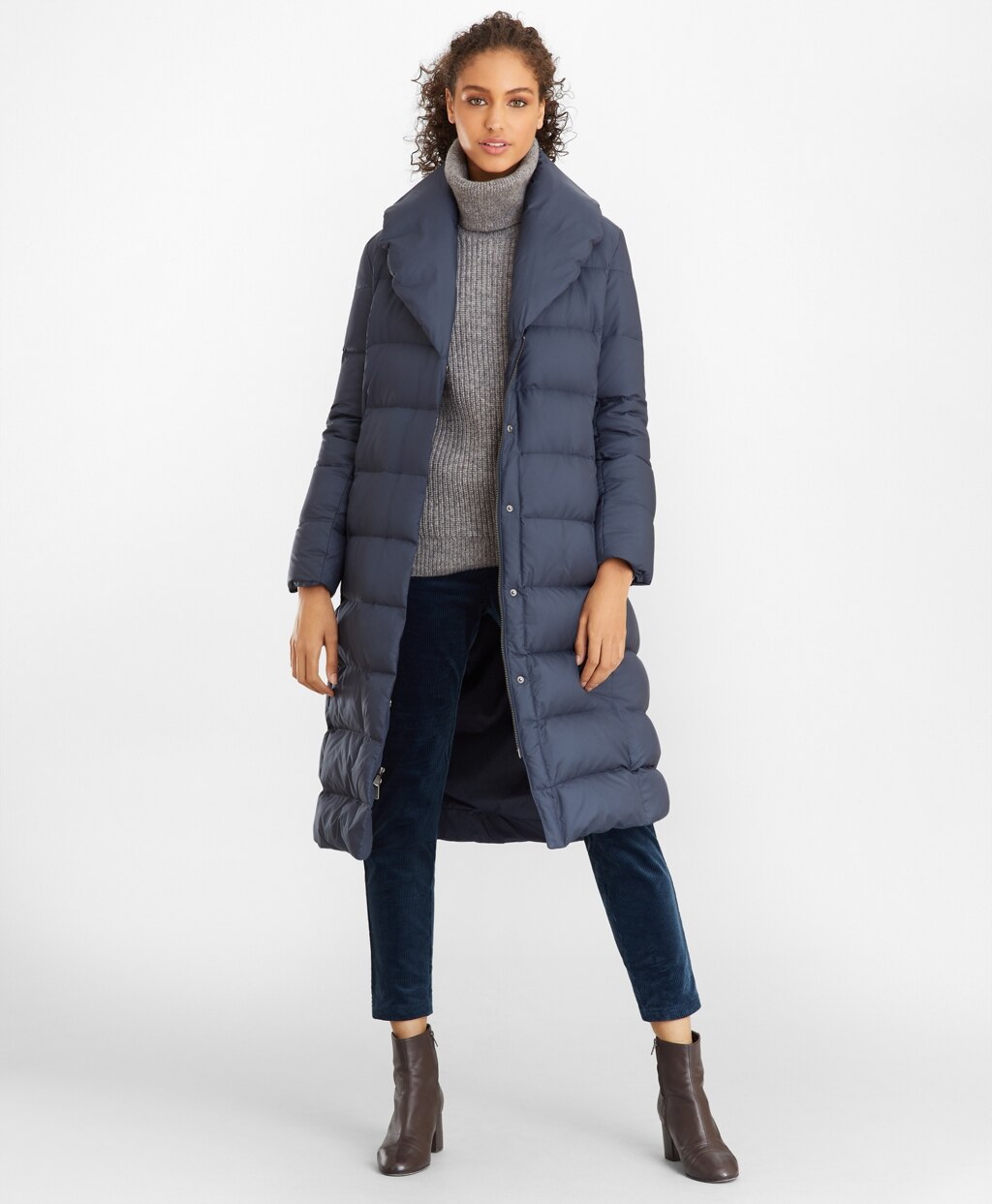 Brooks Brothers Women Shawl-Collar Down-Fill Puffer Coat