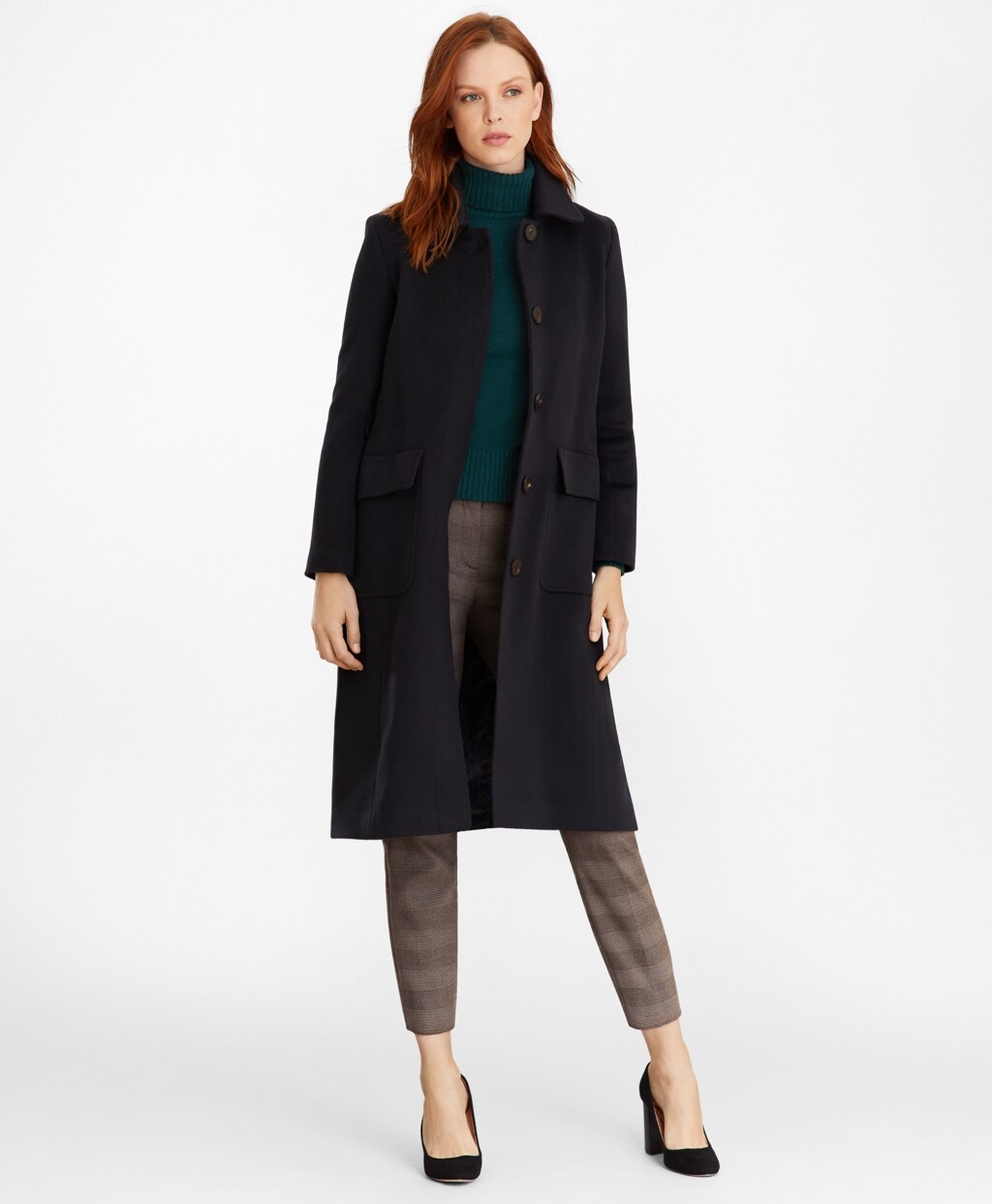 Brooks Brothers Women Brushed Wool Twill Wrap Coat