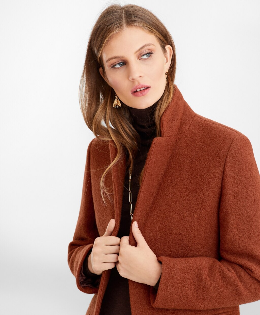 Brooks Brothers Women Wool Boucle Melton Cocoon Coat