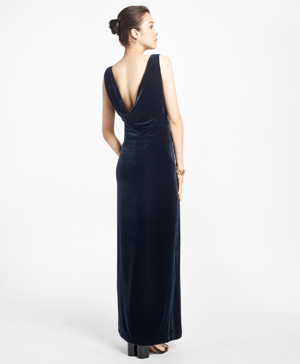 Brooks Brothers Women Sleeveless Silk-Blend and Velvet Evening Gown