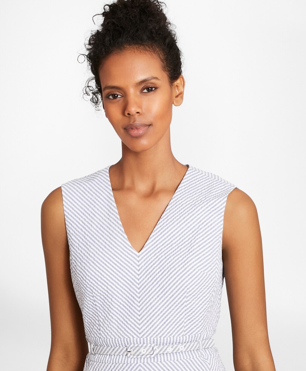 Brooks Brothers Women Striped Stretch Cotton Seersucker Dress