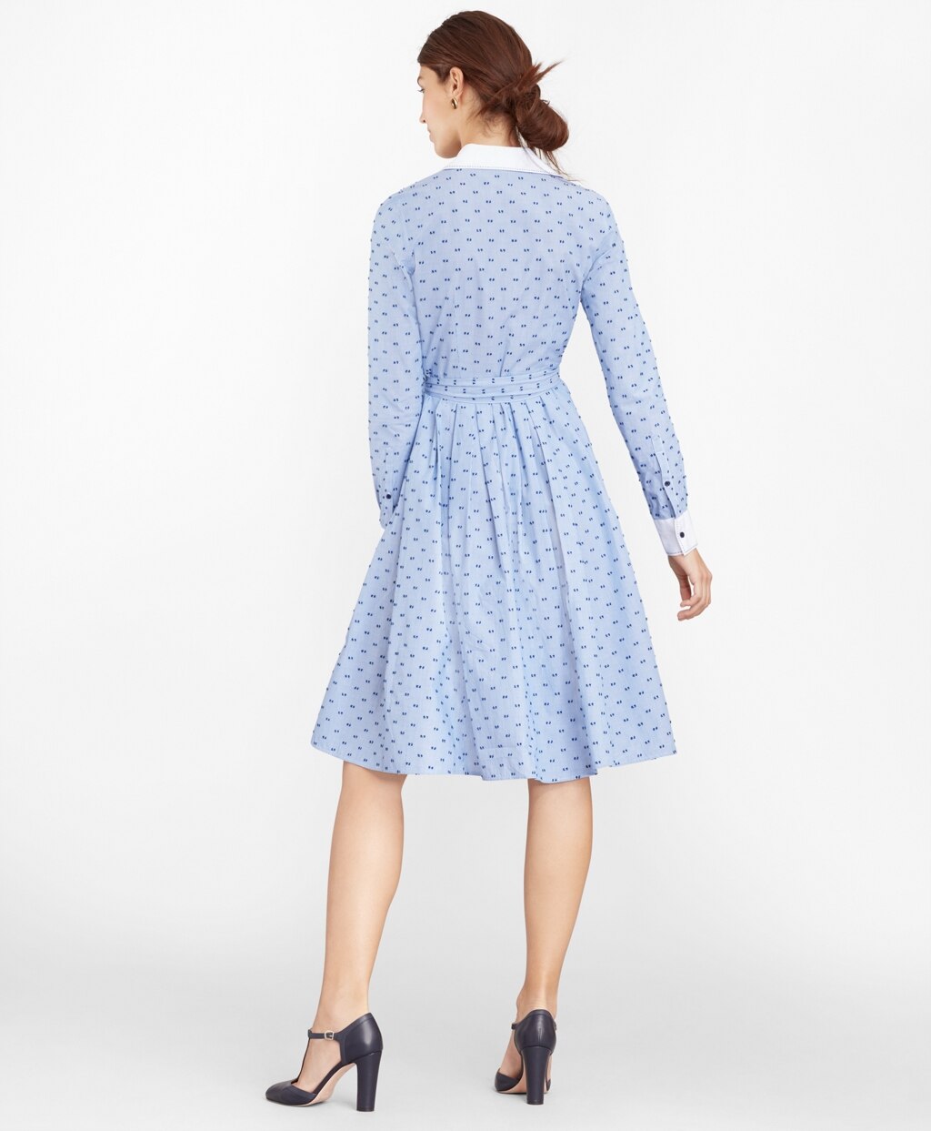 Brooks Brothers Women Clip-Dot Cotton Dobby Shirt Dress