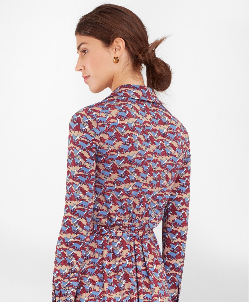 Brooks Brothers Women Deer-Print Jersey Faux Wrap Dress