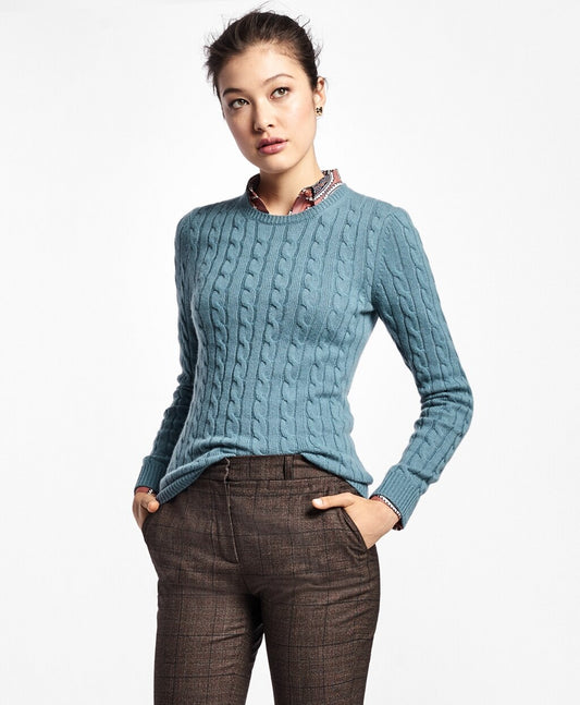 Brooks Brothers Women Cashmere Cable Crewneck Sweater