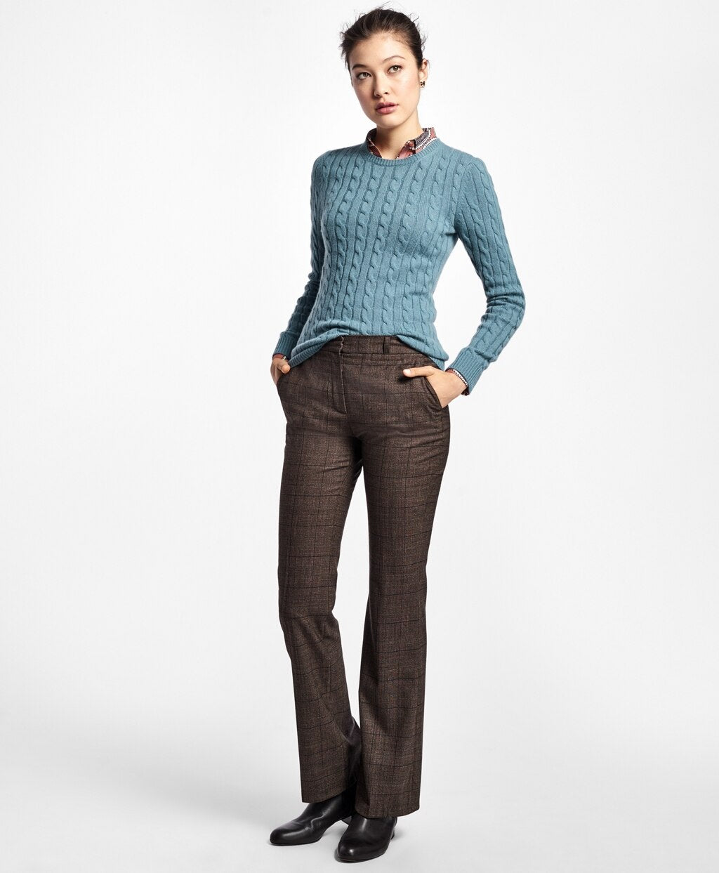 Brooks Brothers Women Cashmere Cable Crewneck Sweater