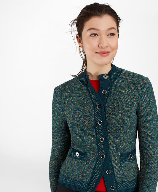 Brooks Brothers Women Shimmer Tweed Sweater Jacket