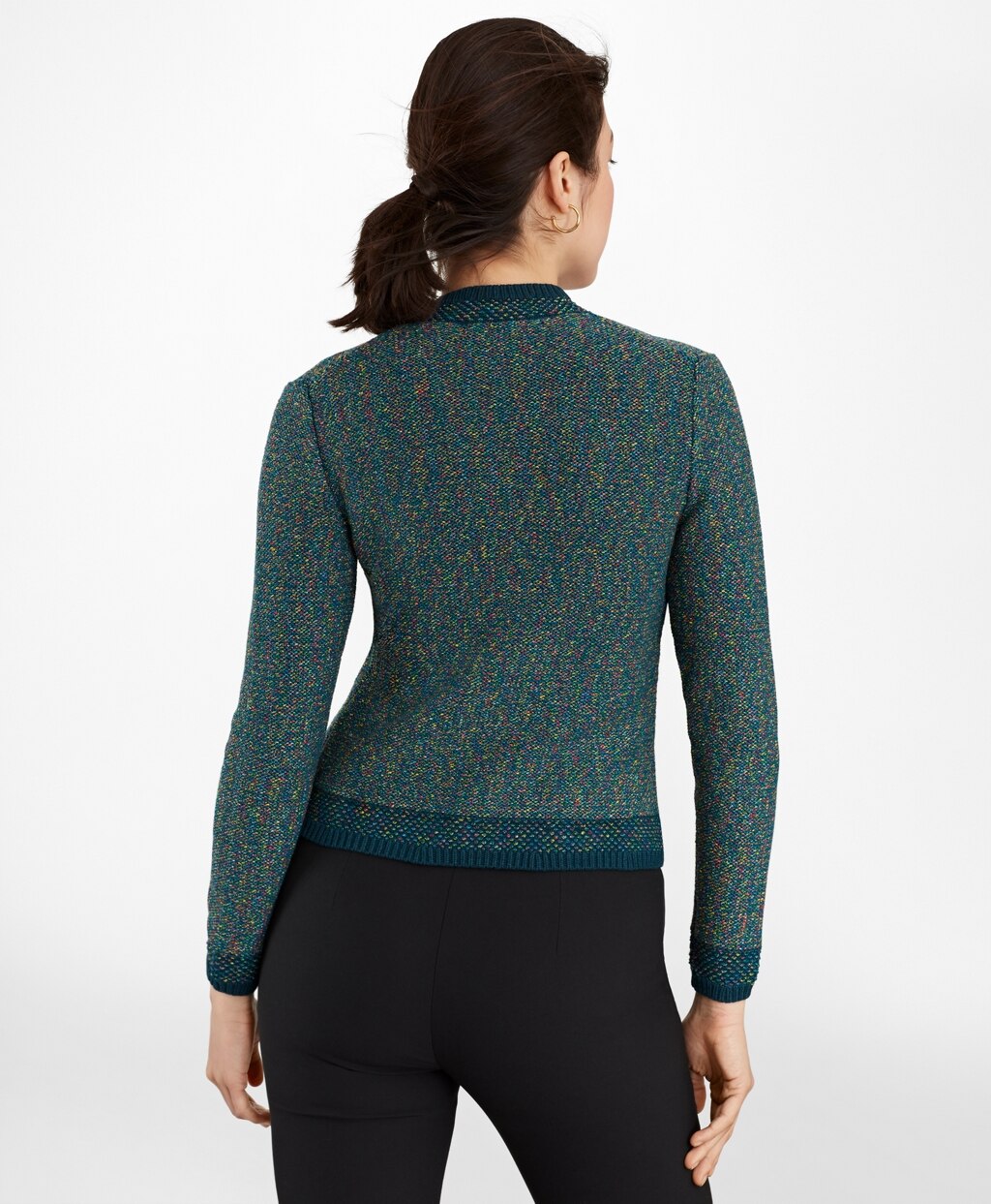Brooks Brothers Women Shimmer Tweed Sweater Jacket