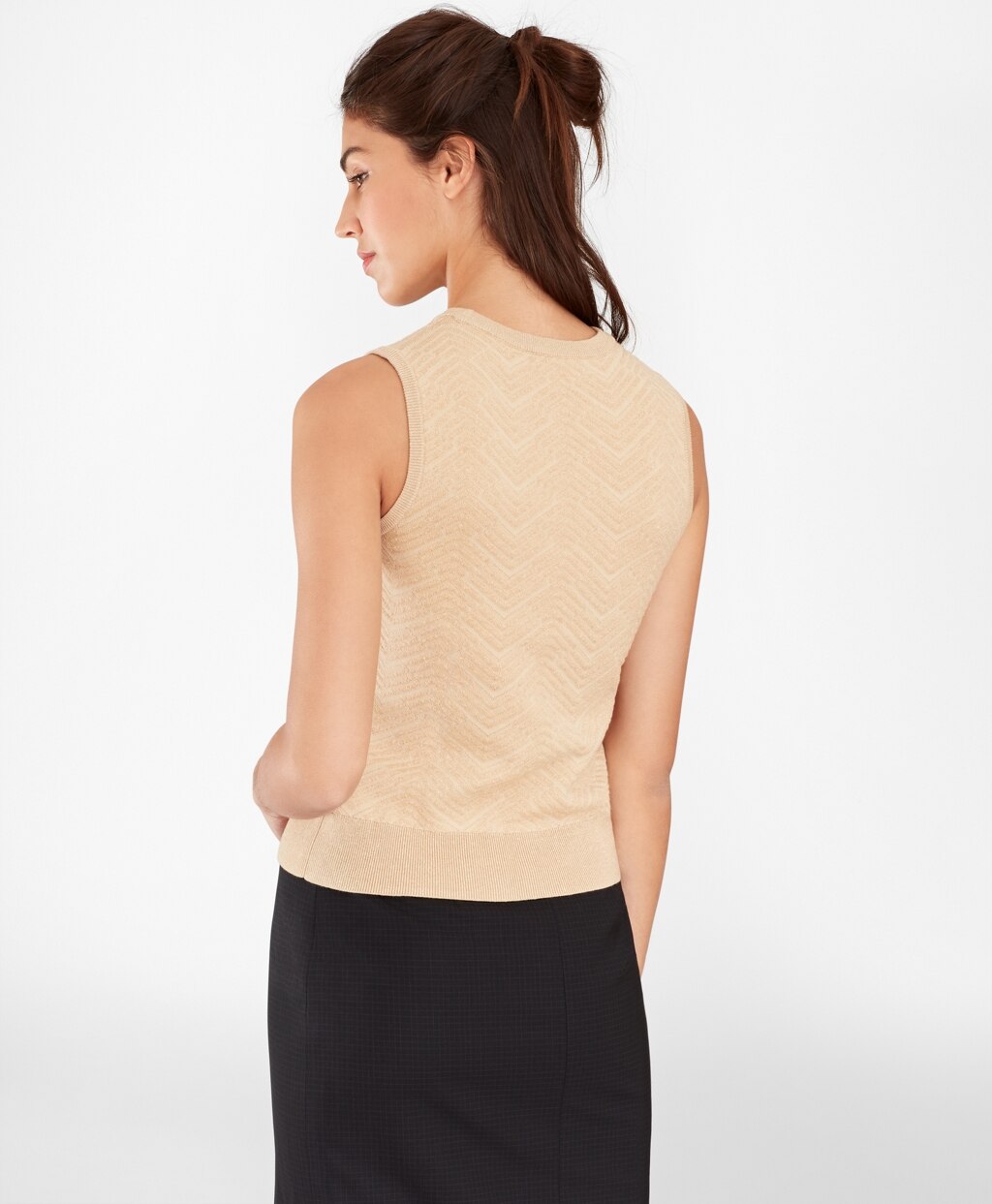 Brooks Brothers Women Wool-Linen Chevron-Knit Shell